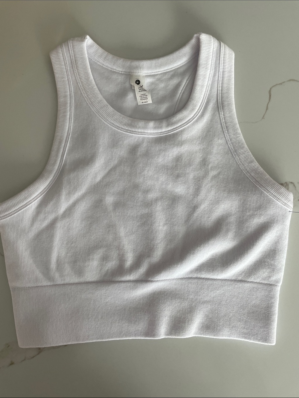 90 Degree By Reflex White Ribbed Crop Tank